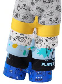 Tween Boy's 6pcs Letter Printed Casual Boxer Shorts For Gaming - Multicolor - View 4