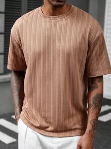 Manfinity Homme Men's T-Shirt With 3D Wheat Ear Jacquard Textural Fabric