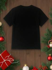 Manfinity Homme 男士休闲圣诞树图案印花圆领短袖 T 恤，适合圣诞节、送给朋友