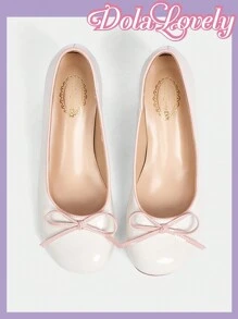 Dola Lovely Tacones gruesos con puntera redonda, escote bajo y decoración de lazo, elegantes tacones altos para mujer, novedad para Año Nuevo y San Valentín