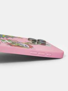 THE POWERPUFF GIRLS X SHEIN Christmas Cartoon Pattern Pink Cellphone Case,Compatible With Iphone