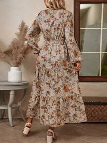 EMERY ROSE Đầm midi dài tay xếp ly họa tiết hoa in toàn thân thường ngày cho nữ - Nhiều màu - Xem 2