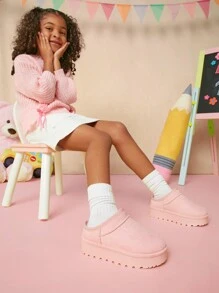 Mini mi 畅销儿童冬季粉色厚底拖鞋 - 舒适穆勒厚底木屐，舒适 - 粉色 - 查看 1