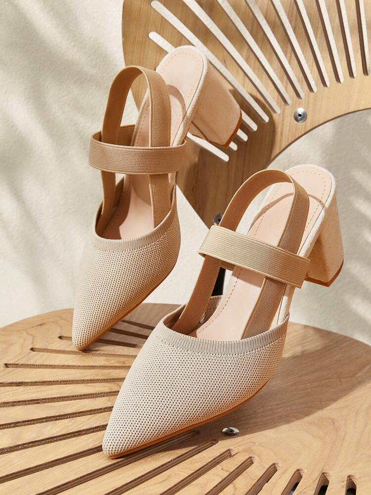 CUCCOO BASICS Apricot Color Fashion Pointed Toe Thick Heel Slingback Pumps For Women, Commuting, Dating, Party, Holiday Spring Shoes Spring Break Easter For Christmas Spring Shoes