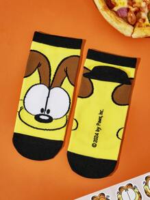 GARFIELD | SHEIN 2 Pairs Cute Cartoon Animal Print Ankle Socks