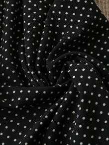 SHEIN Unity Đầm Maxi Nữ Cổ Điển In Chấm Bi Eo Thon Gọn Trang Trí Ngọc Trai Cổ Áo Sơ Mi Tay Phồng Tay Dài - màu đen - Xem 4