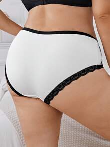 Corpse Bride X SHEIN 2 chiếc quần lót ren in họa tiết màu đen và tím cỡ lớn thoải mái thường ngày cho nữ - trắng - Xem 2