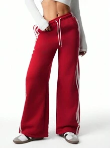 3pcs/Set Teens/Teen Girl Casual Fashion White Webbing Sports Sweatpants, Multi-Colored Sweatpants Matching Set