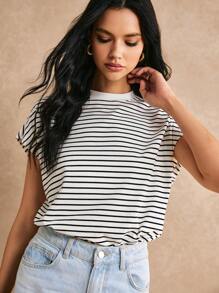 Poéselle Batwing Sleeve Striped Tee