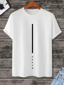 Manfinity Homme Áo Phông Nam Phù Hợp Với Cổ Tròn Tay Ngắn Graphic Tee Chữ Đồ Họa Đơn Giản Mùa Hè Polyester - trắng - Xem 1