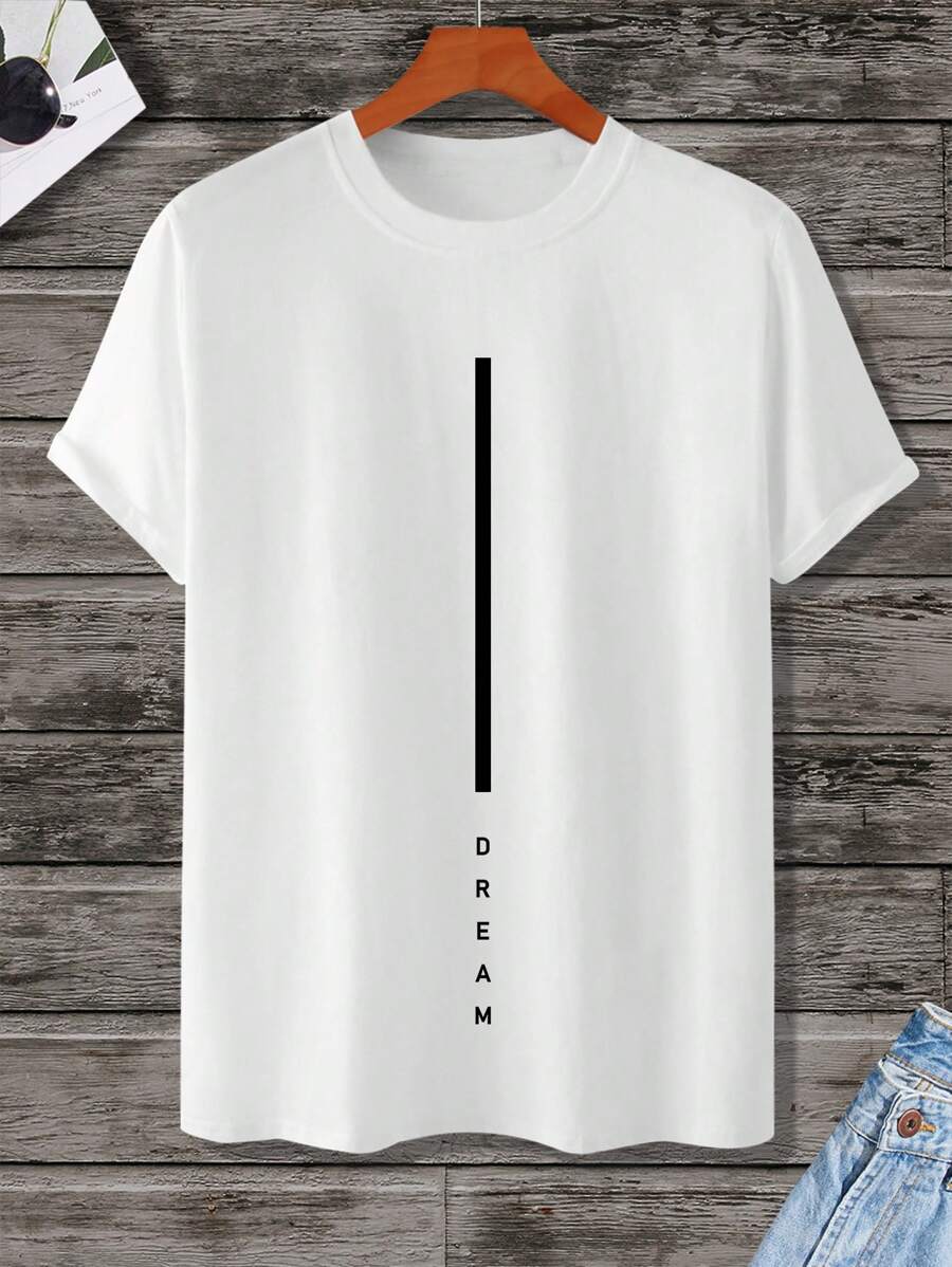 Manfinity Homme Áo Phông Nam Phù Hợp Với Cổ Tròn Tay Ngắn Graphic Tee Chữ Đồ Họa Đơn Giản Mùa Hè Polyester - trắng - Xem 1