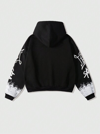 Street Life Sudadera con capucha estampada hecha a mano con estilo de ropa de calle vintage para hombre