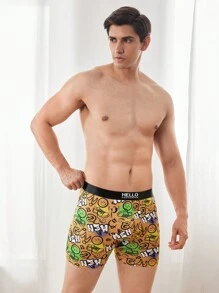4pcs/Pack Men's Letter Print Boxer Briefs - Multicolor - View 2
