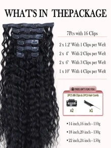 Seamless Clip Ins 7 chiếc Super Wave 1B# 110g/130g/150g Tóc nối dài toàn đầu không đường may PU kẹp trong Double Drown Remy Tóc người HQ Tóc nối dài kẹp trong vô hình - S1B - Xem 3