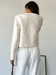 Aloruh Chaqueta elegante y vintage con botones de metal cortos, decorativa, a prueba de viento, forrada y cálida, cómoda y de gran calidad