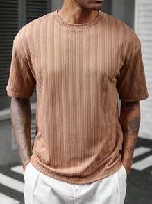 Manfinity Homme Men's T-Shirt With 3D Wheat Ear Jacquard Textural Fabric