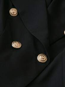 SHEIN Clasi Spring/Autumn Casual Solid Color Double-Breasted Blazer Fall Cloth For Women - Black - View 5