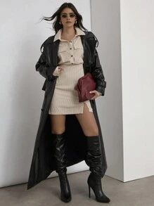 COSMINA Vestido Casual Feminino de Camisa Listrada, Outono - Multicolorido - Visão 3