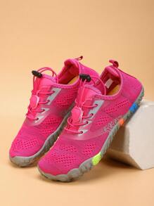 儿童户外水鞋和水袜，时尚休闲运动鞋，橡胶鞋底，适合徒步旅行、瑜伽，透气 - 玫紅色 - 查看 8