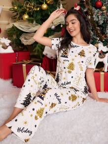 Ensemble de pyjama pour femme imprimé sapin de Noël - Multicolore - Voir 3