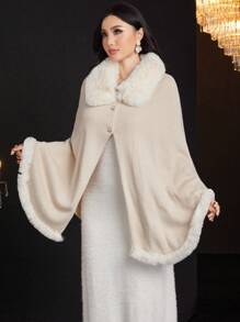 Modelyn Cárdigan elegante con parches esponjosos para mujer, para invierno - Albaricoque - Ver 6