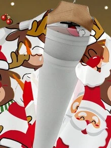 Manfinity Homme Men's Christmas Cartoon Print Short Sleeve Shirt - Multicolor - View 3