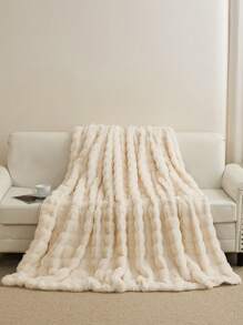 1 件浅米色舒适兔毛毛绒毯大号单人床特大号豪华蓬松长毛绒毯床上用品盖毯柔软舒适沙发毯适用于家庭、沙发、客厅宿舍床上用品返校床上用品 - 米色 - 查看 5