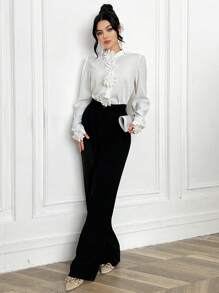 Modelyn 1 pièce Chemisier 3D floral élégant pour femmes pour le travail - Blanc - View 5