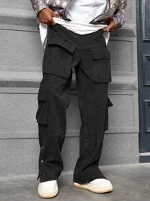 PAVTROS Manfinity Streetrush Vintage Corduroy Men's Loose Fit Straight Leg Casual Pants, Street Style