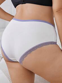 Corpse Bride X SHEIN 2 chiếc quần lót ren in họa tiết màu đen và tím cỡ lớn thoải mái thường ngày cho nữ - trắng - Xem 5