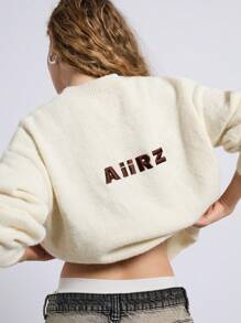 AiiRZ Cropped High Neck Classic Pullover Knit Winter Sweater With Brand Logo Cozy Casual Everyday Loungewear Athleisure Basic