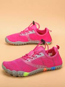 儿童户外水鞋和水袜，时尚休闲运动鞋，橡胶鞋底，适合徒步旅行、瑜伽，透气 - 玫紅色 - 查看 5