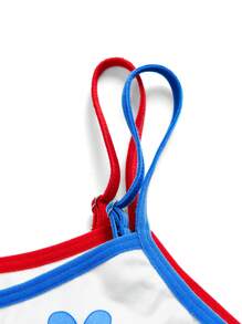 Mr Men Little Miss X SHEIN 2pcs Tween Girl Cartoon & Letter Print Contrast Binding Camisole Lingerie Set