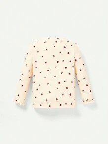 Cozy Pixies 2pcs Baby Girls' Heart Pattern Crew Neck Long Sleeve Top And Bib Skirt Set - Red - View 4