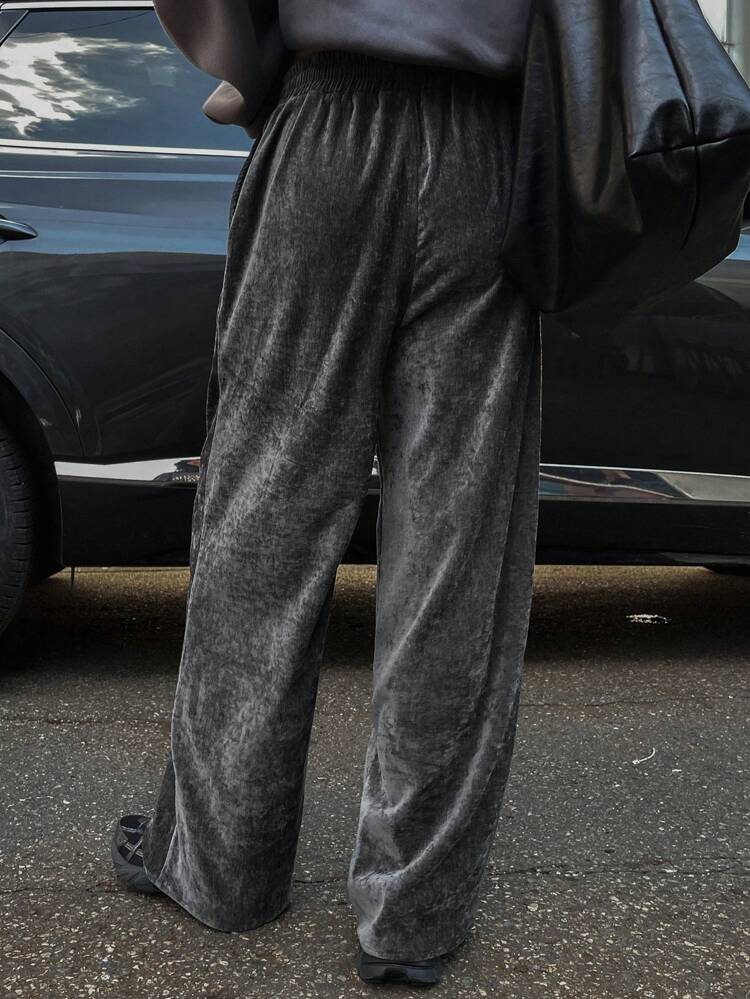 Women Casual Corduroy Drawstring Elastic Waist Long Pants, Autumn/Winter