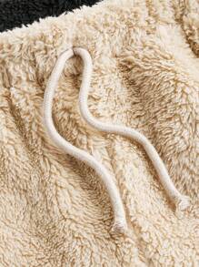 Tween Girls Solid Color Teddy Fleece Drawstring Waist Teddy Wide Leg Pants 2Pieces/Set, Warm For Autumn Winter - Multicolor - View 7