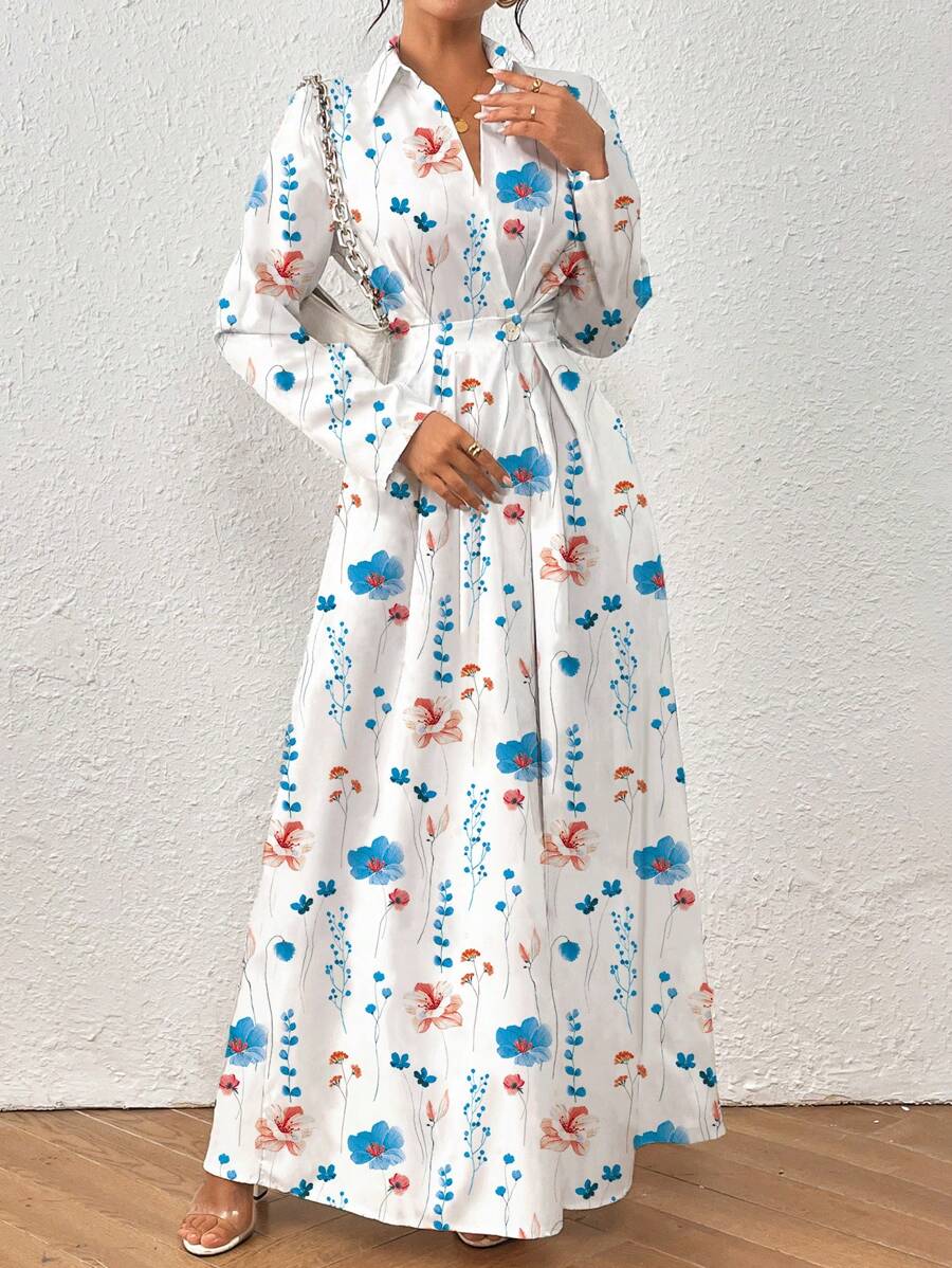 SHEIN Clasi Đầm dài họa tiết hoa giản dị cho nữ, mùa thu - Nhiều màu - Xem 1