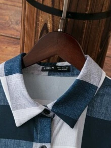 SHEIN X JIMENA & MATEO SHEIN LUNE Plaid Print Collared Button-Front Casual Long Sleeve Shirt Fall Cloth For Women