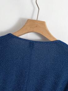 SHEIN Clasi Plus Size Women Shiny High Collar Long Sleeve Front Open Cardigan For Autumn/Winter