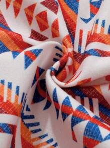 Manfinity Homme 男士几何印花长袖休闲单排扣秋季夹克，男士夹克，秋冬男装，冬季男士夹克 - 彩色 - 查看 6