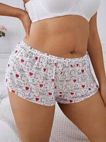 Betty Boop x SHEIN 2pcs/Pack Cute Heart Print Comfortable Plus Size Casual Panties,Red & White - Red and White - View 4