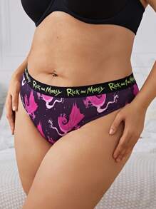 Rick and Morty X SHEIN 2pcs/Pack Comfortable Plus Size Women Underwear - Multicolor - View 3