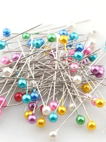100 件/套彩色仿珍珠装饰塑料别针，用于制作情人节、情人节婚礼、生日工艺缝纫用品缝纫配件、DIY 工艺品、时装设计和绗缝 - 混合颜色、缝纫配件、绗缝针、工艺用品、多用途针、耐用储物盒