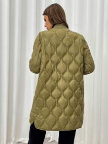 SHEIN LUNE Women's Casual Solid Color Jacket For Winter,Feathers& Down Coat