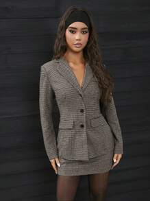 SHEIN SXY 修身工作服办公室女士性感套装，秋冬