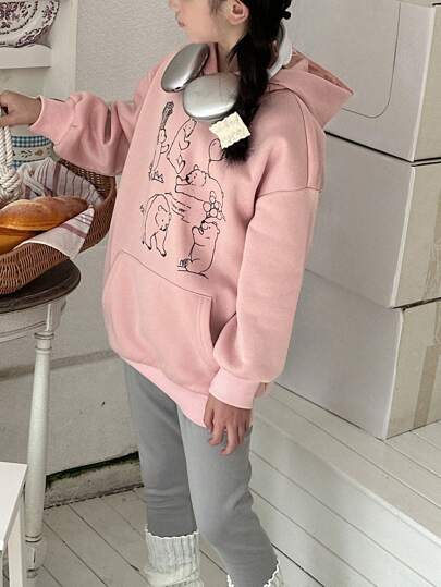 DAZY 2件套少女连帽针织上衣和裤子套装，秋季