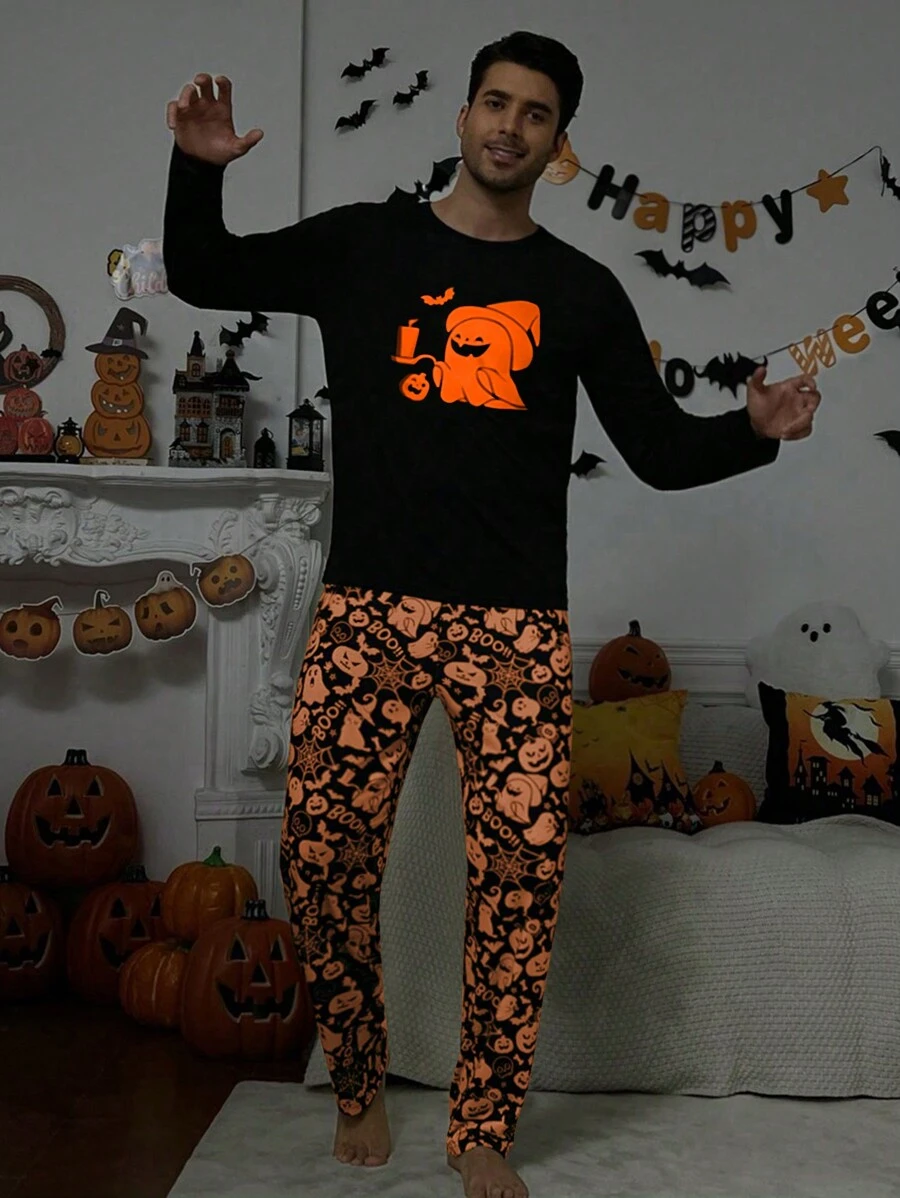 Happy Jammies Men's Halloween Party Long Sleeve Top & Pants Loungewear Set Clothes - Multicolor - View 1