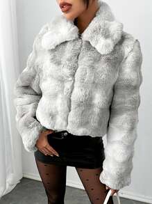 SHEIN SXY Áo khoác lông mềm mại thời trang, ấm áp khi mặc dự tiệc, mùa thu/đông - trắng - Xem 3