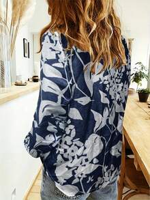 Neues Frühling Und Herbst Bedrucktes Kragen Lässiges Lose Hautfreundliches Langärmeliges Leinen Damenhemd