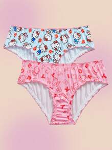 HELLO KITTY AND FRIENDS | SHEIN Tween Girl 2pcs Pack Cute Comfortable Cartoon Print Soft Underwear